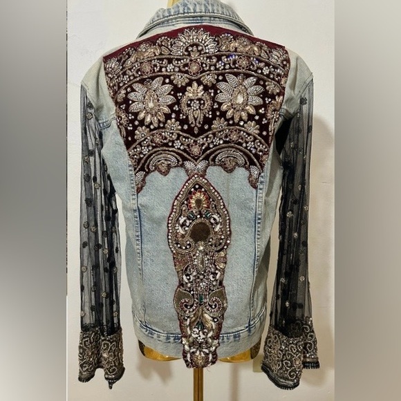 Jackets & Blazers - HandMade Denim Jacket with Sheer Sleeves